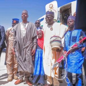 President Tinubu inaugurates Zulum's fleet of 107 electric and gas-powered buses and taxis.