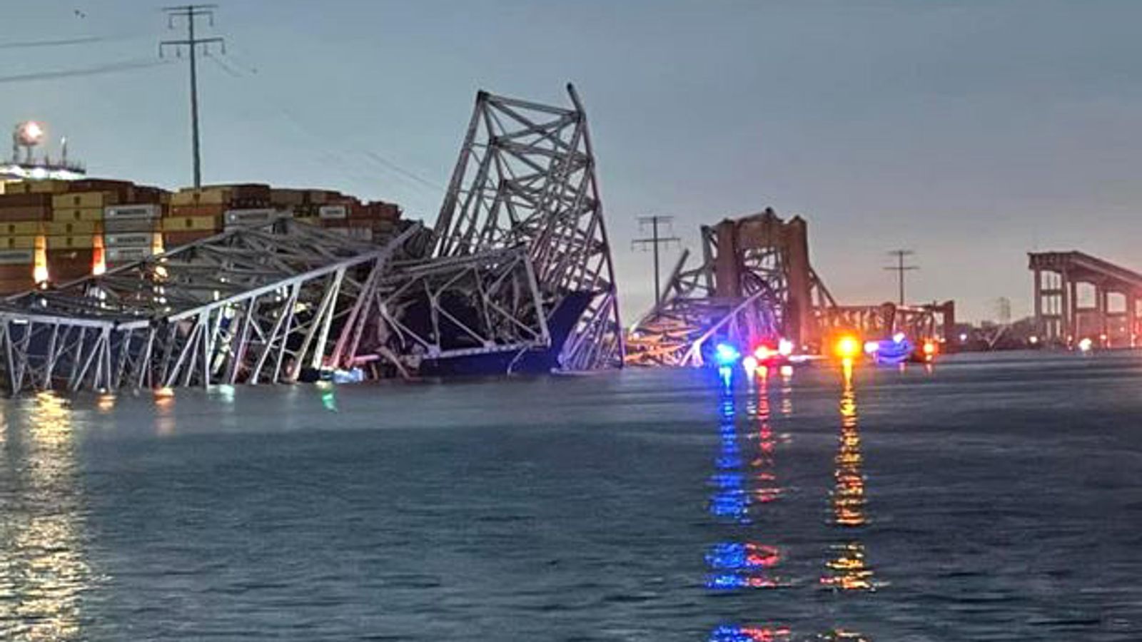 People and Vehicles Go Down Into River as Baltimore Bridge Collapses