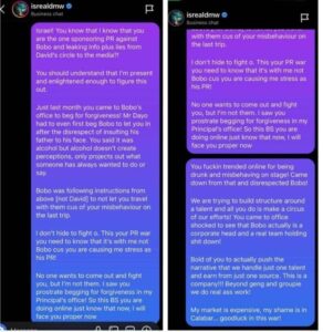 Isreal DMW Allegedly Leaks Confidential Information about Davido's Inner Circle