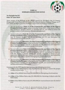 Enyimba vs Rangers match: NPFL Fines Enyimba N10 Million for Breaching NPFL Frameworks