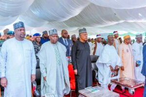 Vice President Kashim Shettima, Gombe State Governor, Inuwa Yahaya, NEDC Managing Director, Goni Alkali, Acting Governor of Borno State, Umar Kadafur, among others