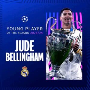 Champions League: Vinícius Júnior Named Player of the Season, Bellingham Wins Young Player Award