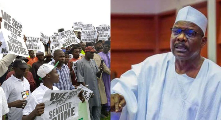 Protesters Demand Immediate Reinstatement of Ndume as Chief Whip of the Senate