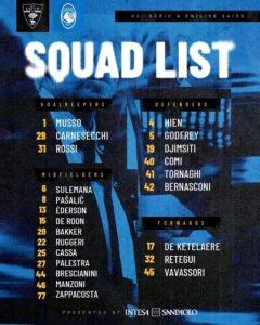 Lookman left out of Atalanta's matchday squad amid PSG transfer links.