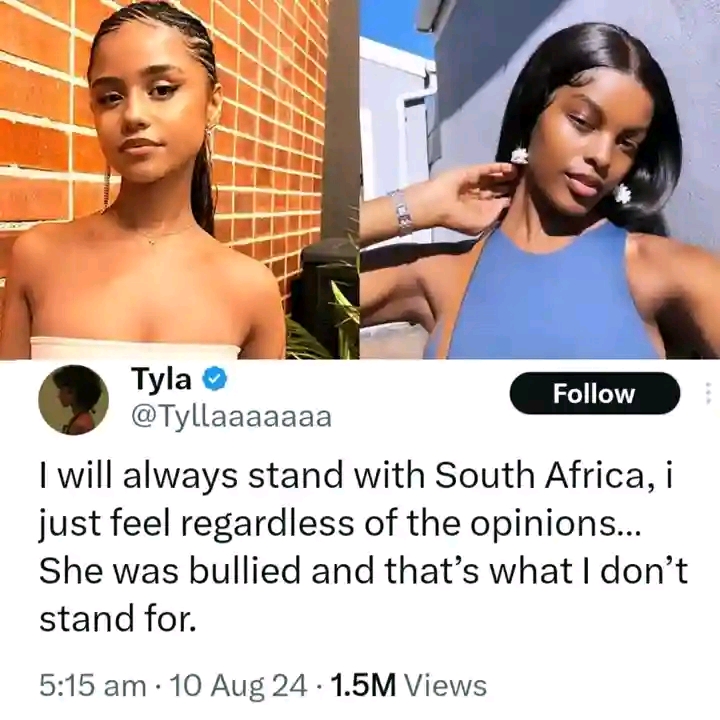 South Africans Lash Out On Tyla For Supporting Nigerian model, Chidinma