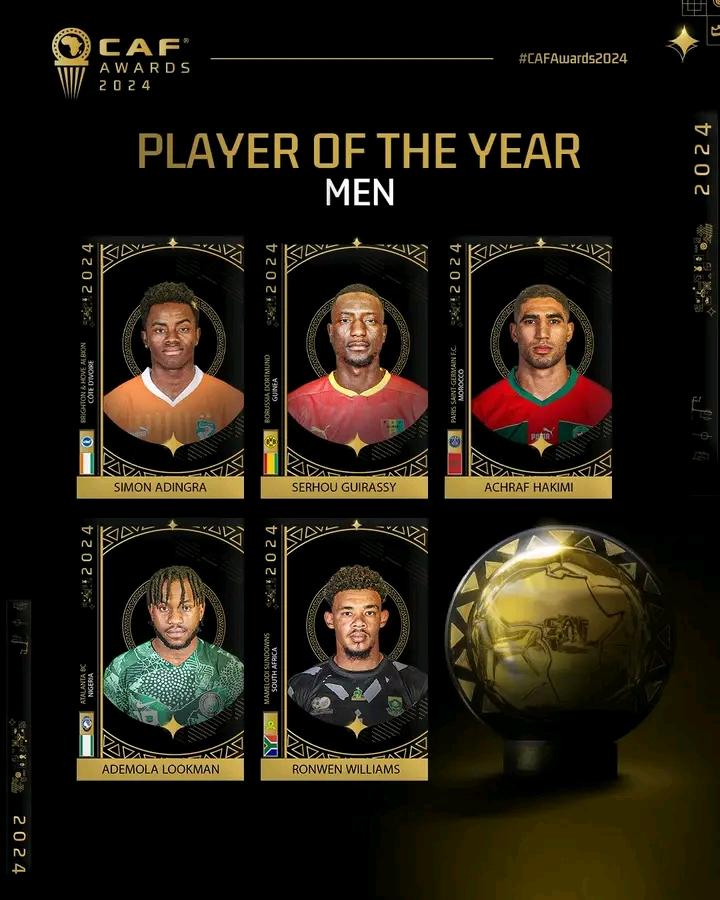 Lookman, Nwabali, and the Super Eagles Make the Top Five Nominees for the CAF Awards 2024