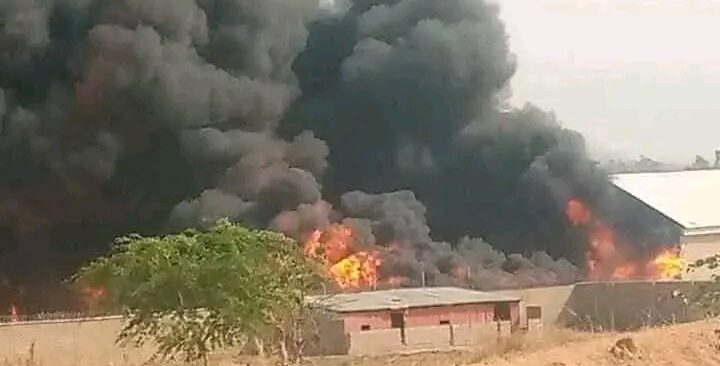 BREAKING:  Fire Erupts at Vita Foam Mattress Factory in Jalingo, Taraba State