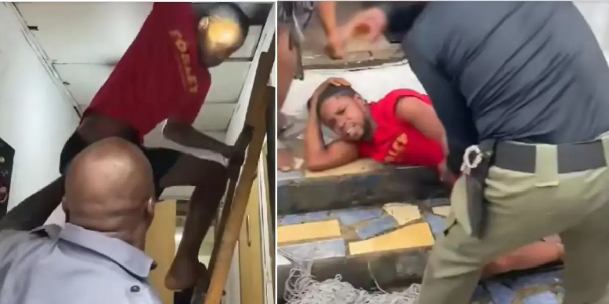 FCMB Break-In: Suspected Fraudster Hides in Ceiling, Caught on Video