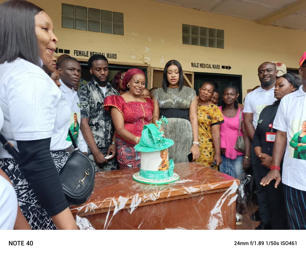 Mrs Soludo celebrating with patients at one of the hospitals visited