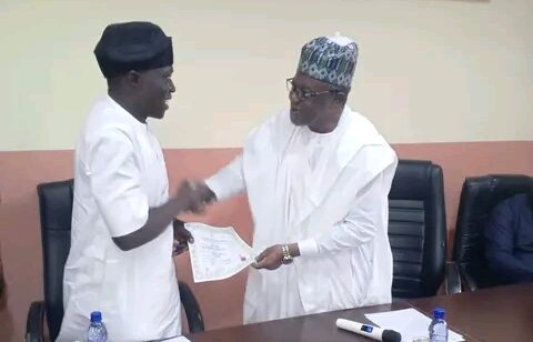 INEC Presents Certificate of return to elected member Karim 1 State constituency