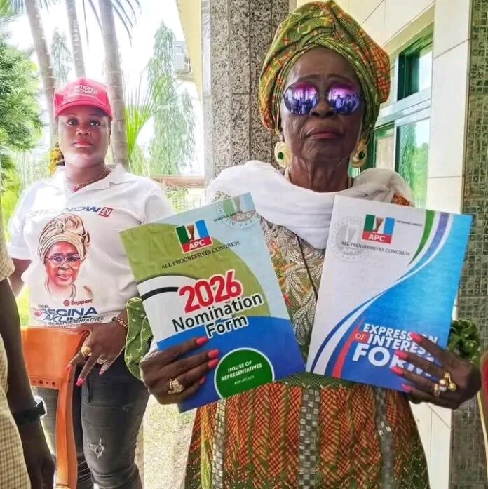 SGF’s Wife, Regina Akume, Picks Up Nomination Form for Benue Senatorial Seat at Age 71