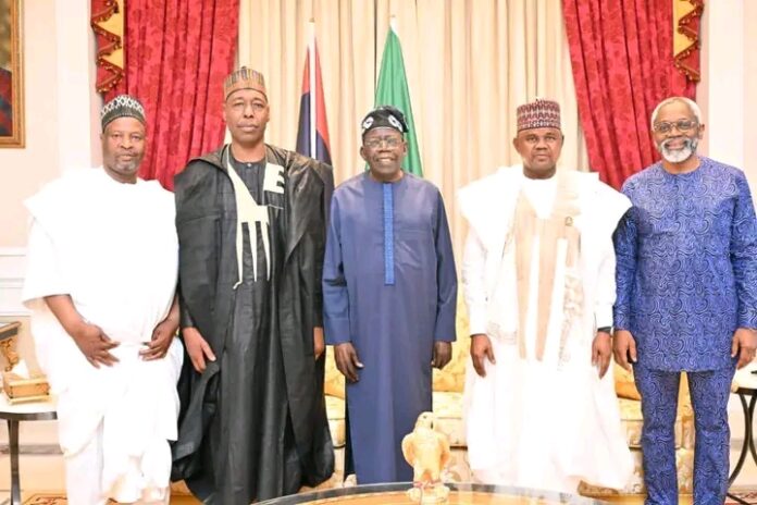Governor Zulum Presents Borno APC Governorship Candidate Gubio to Tinubu in Abuja