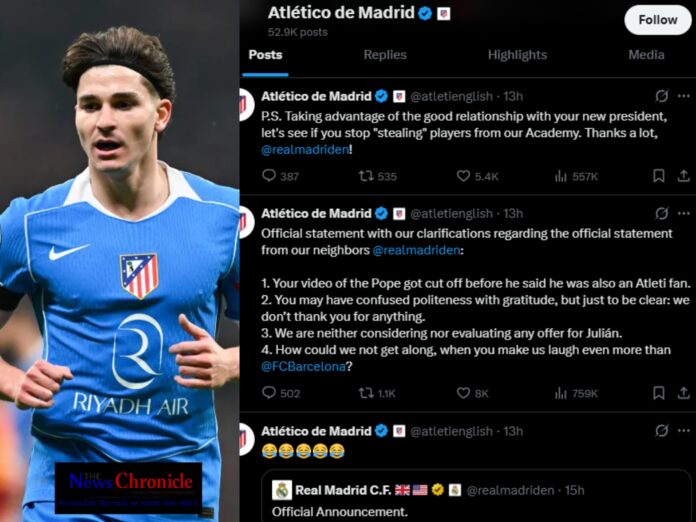 Atletico Madrid Laugh Off Real Madrid’s €150m Move for Julian Alvarez