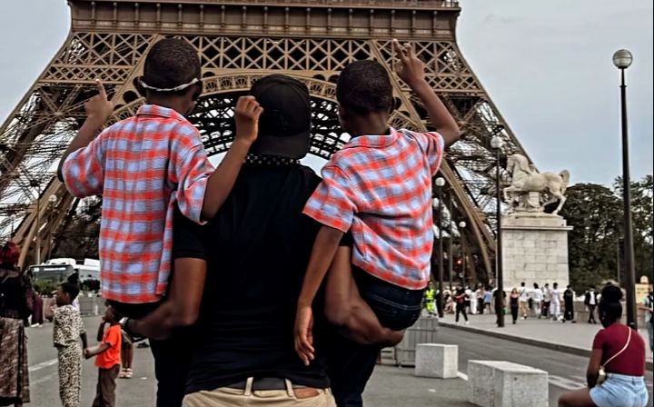 Funke Akindele Reunites With JJC Skillz, Their Twins in Paris